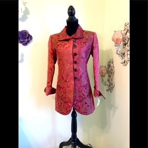 Vintage Floral Pattern. Ochre Color. Classy long sleeves. Size 4. Quadrille.